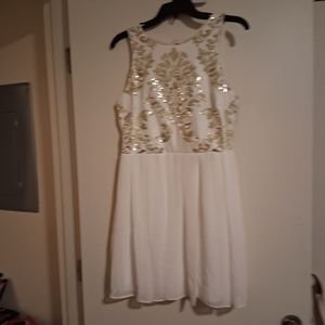 White Dress with Gold Sequin Details